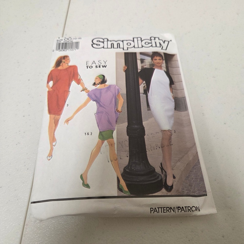 Simplicity 7161 Vintage 1991 Sewing Pattern Dress Tunic Skirt Size 12-18 OO Easy